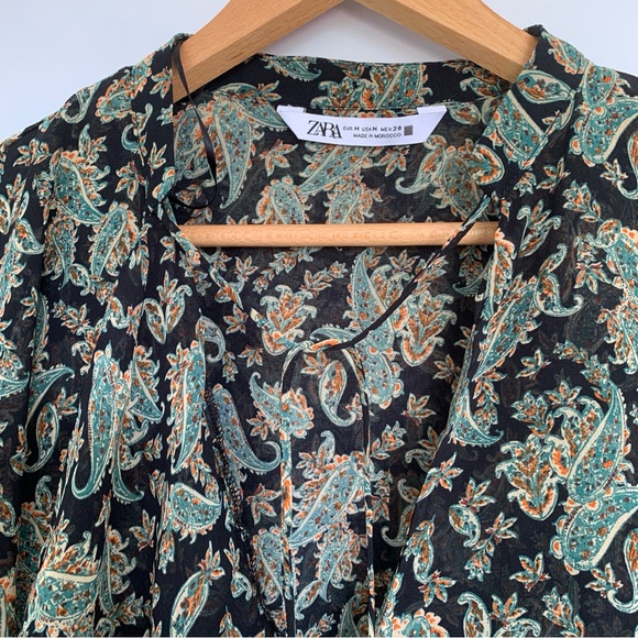 ZARA PAISLEY GREEN LONG SLEEVED BODYSUIT - Picture 5 of 10